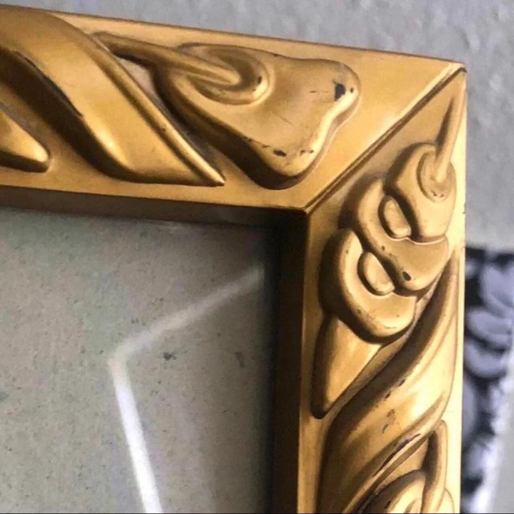 Gold vintage antique looking picture frame MCM retro carved (set of 2) 8”x10”